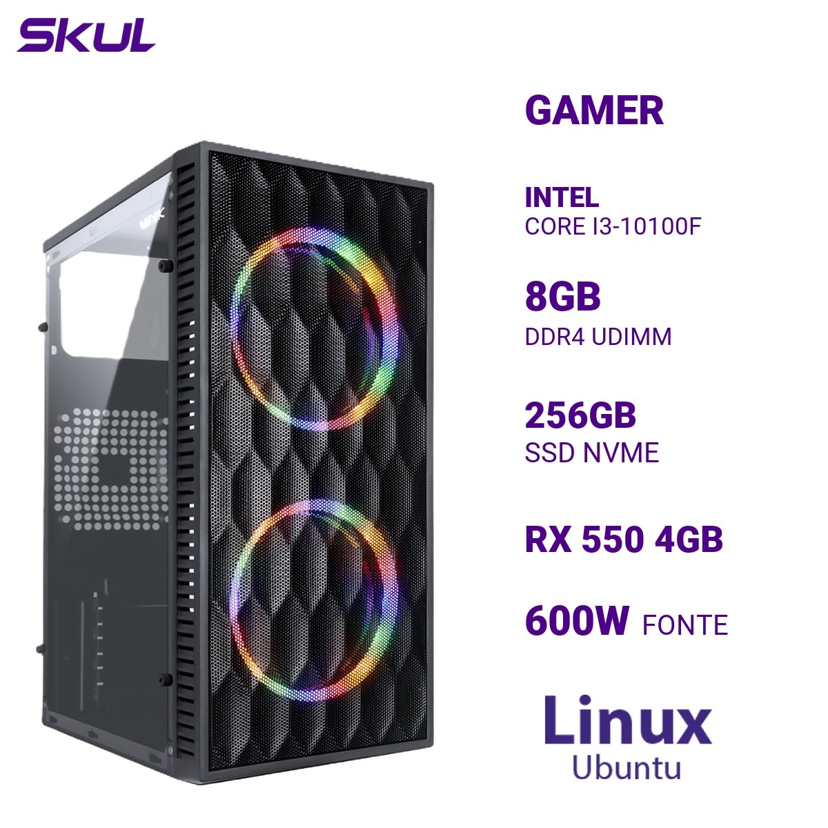 Computador 3000 Core I3-10100f Mem 8gb Dd...